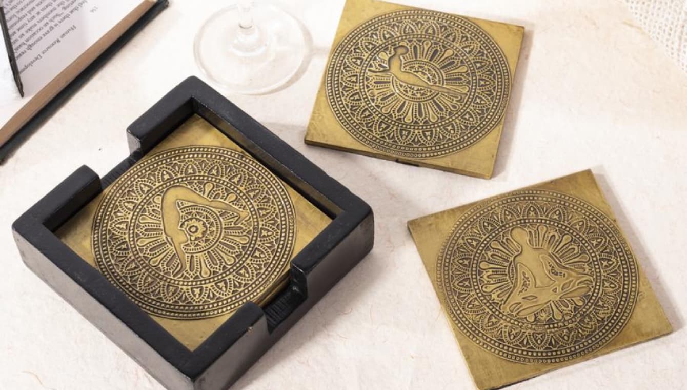 Set of brass coasters