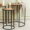 Acacia Wood Side Tables with Metal Base 3 Sizes 'Kaskoo' 