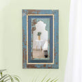 Blue wood wall mirror