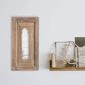 Brown Wooden Wall-Mounted Mirror from Upcycled Wood Long and Narrow iwth wide double-frame 