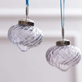 Glass Baubles with Blue String Set of 4 