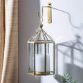 Glass Indoor Lantern with Silver or Gold Colour Metal Frame 'Chhat' 