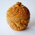 Hand carved wooden Indian trinket box 