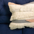 Handwoven White-Grey-Rose Cushion Cover 'Kavya' 