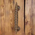 Leaf shaped antique brass door pull