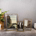 Portrait metal and glass vintage style photo frame set