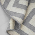 dhurrie rug white and grey pattern closeup