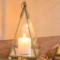 Pyramid Glass Candle Holders with Metal Frame 