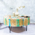 Reclaimed distressed wood coffee table blue and green 'Jastaa' 