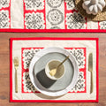 Red Edge Table Runner and Placemats Set 