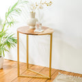 Round Side Table with Golden Metal Frame 'Varsh' 