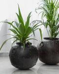 Rustic Round Metal Planter "Jala" from Recycled Metal 