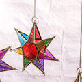 Star-Shaped Lantern Hanging Candle Holder Multi-coloured design