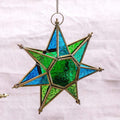 Star-Shaped Lantern Hanging Candle Holder Multi-coloured 'Tara' 