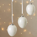 White and Sparkle Glass Christmas Baubles Set of 3 